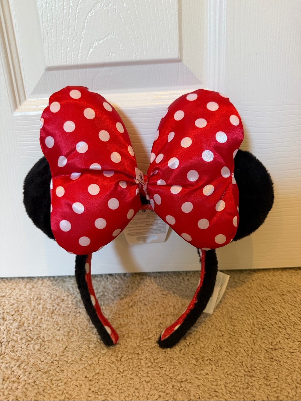 Disney Parks Classic Mickey Mouse Red Polka Dot Bow Plush Ears Headband NWT